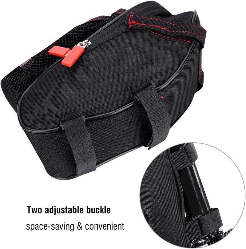 woobles Bicycle Saddle Bag With Water Bottle Pocket, Portable Rainproof Bike Saddle Pouch Bicycle Seatpost Nylon Bag Pack - Image 3